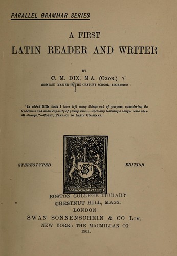 Cover for A first Latin reader and writer