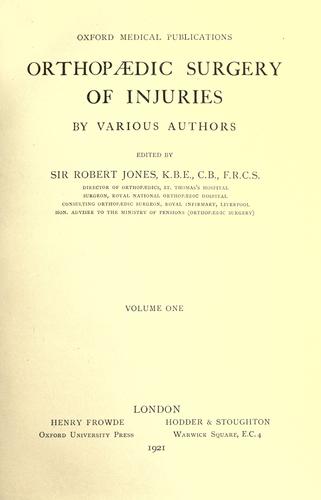 Cover for Orthopaedic surgery of injuries