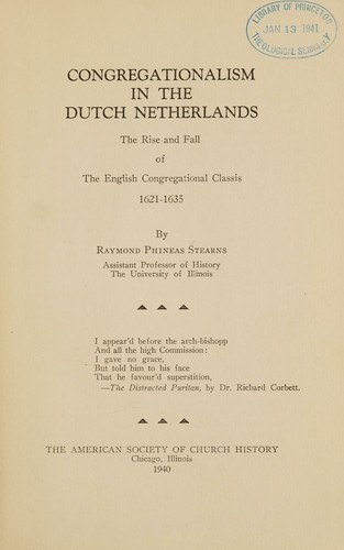 Cover for Congregationalism in the Dutch Netherlands
