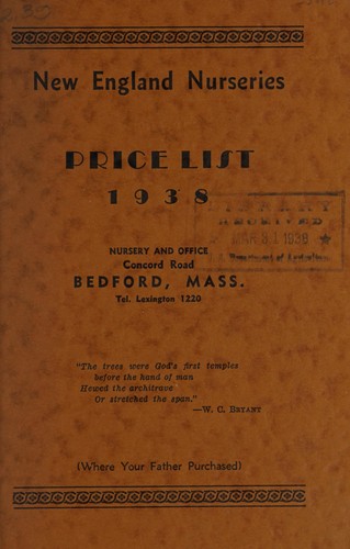 Cover for Price list, 1938