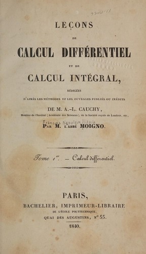 Cover for Leçons de calcul différentiel et de calcul intégral
