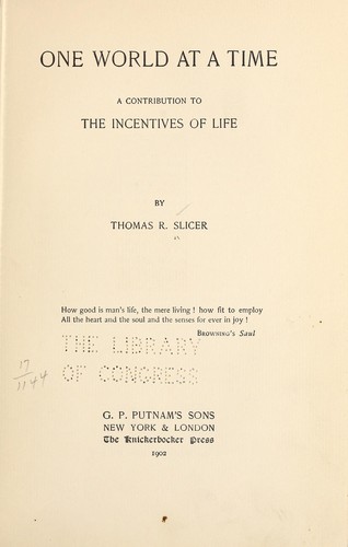 Cover for One world at a time