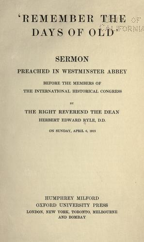 Cover for "Remember the days of old."