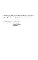 Cover for Coherence of Principles Cohension of Competences