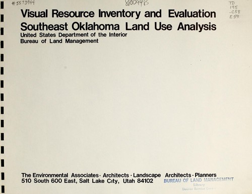 Cover for Visual resource inventory and evaluation