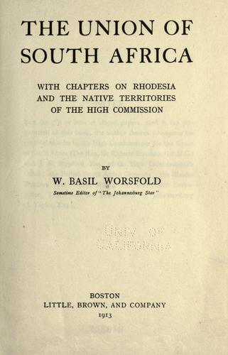 Cover for The Union of South Africa