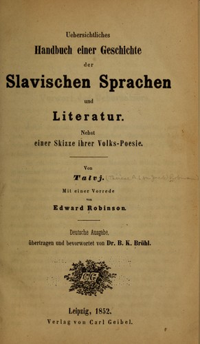 Cover for Uebersichtliches handbuch einer geschichte der slavischen sprachen und literatur.