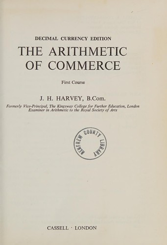 Cover for The arithmetic of commerce