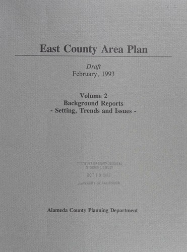 Cover for East County area plan