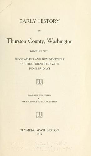 Cover for Early history of Thurston County, Washington