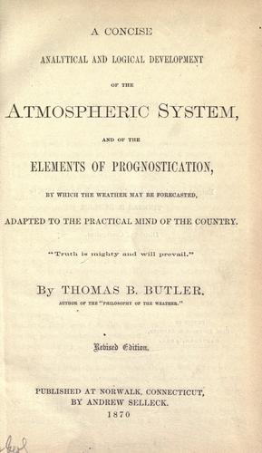 Cover for A concise analytical and logical development of the atmospheric system