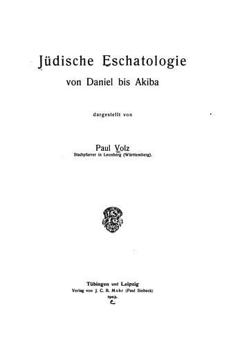 Cover for Jüdische Eschatologie von Daniel bis Akiba