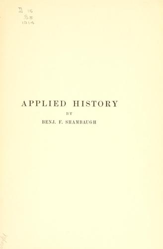 Cover for Applied history
