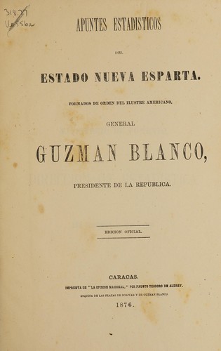 Cover for Apuntes estadisticos del Estado Nueva Esparta