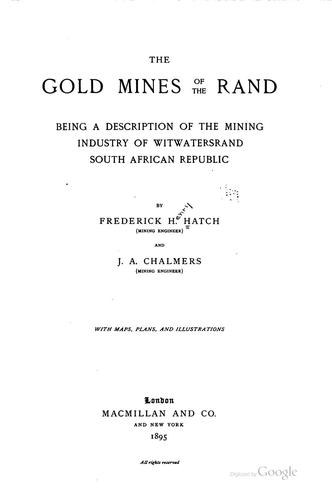 Cover for The gold mines of the Rand