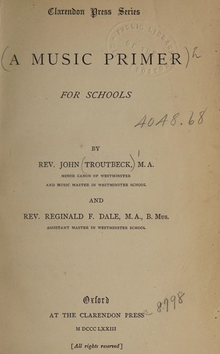 Cover for A music primer for schools
