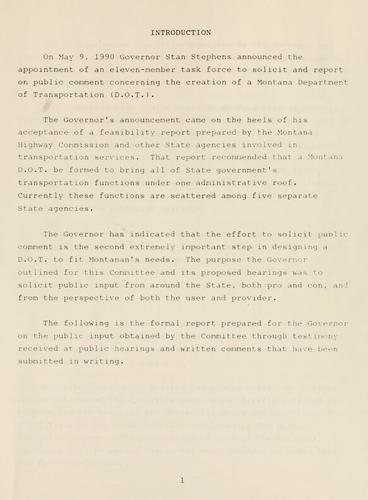 Cover for special report to the Governor