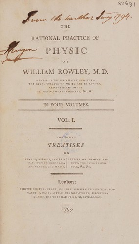 Cover for The rational practice of physic of William Rowley ...