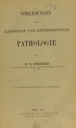 Cover for Vorlesungen ©ơber allgemeine und experimentelle Pathologie