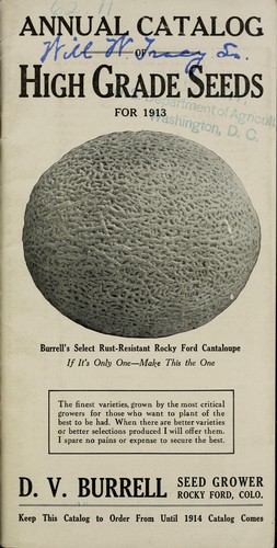 Cover for Annual catalog of high grade seeds for 1913