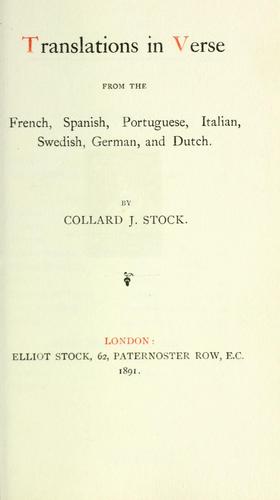 Cover for Translations in verse