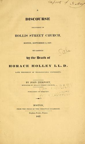 Cover for A discourse delivered in Hollis street church