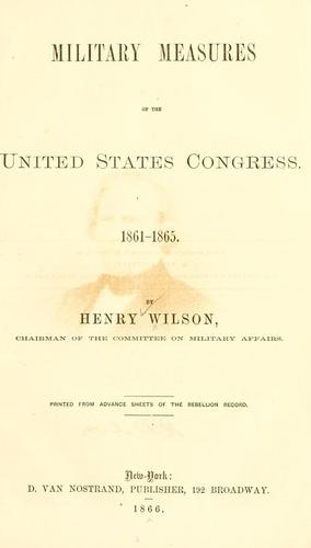 Cover for Military measures of the United States Congress. 1861-1865.