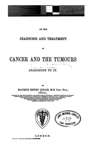 Cover for On the diagnosis and treatment of cancer and the tumours analogous to it