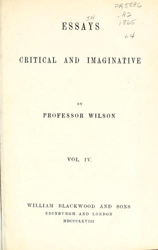 Cover for Essays, critical & imaginative