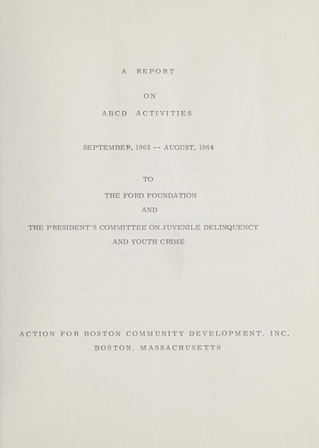 Cover for A report on abcd activities, September 1964 - August 1964