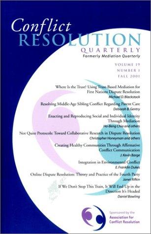 Cover for Conflict Resolution Quarterly, No. 1,2001