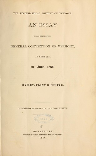 Cover for The ecclesiastical history of Vermont