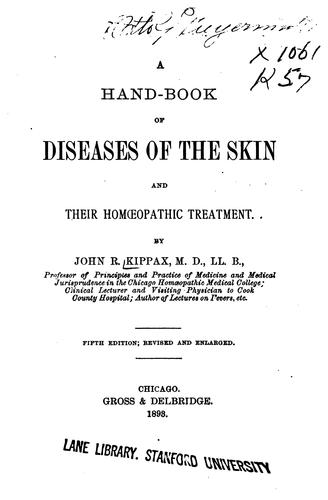 Cover for A Hand-book of diseases of the skin and their homoeopathic treatment