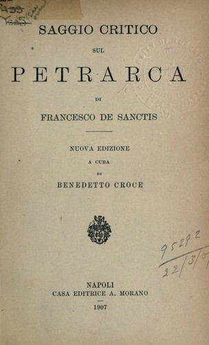 Cover for Saggio critico sul Petrarca