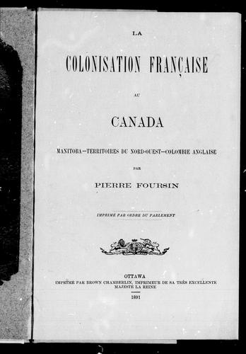 Cover for La colonisation française au Canada