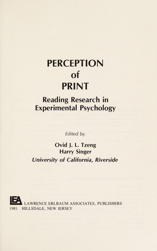 Cover for Perception of print