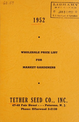 Cover for 1952 wholesale price list for market gardeners