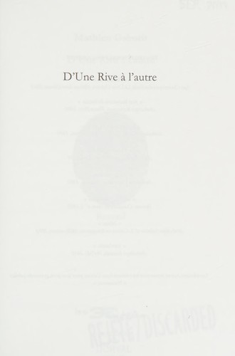 Cover for D'une rive à l'autre