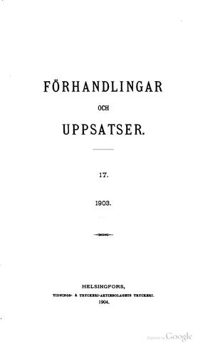 Cover for Förhandlingar och uppsatser