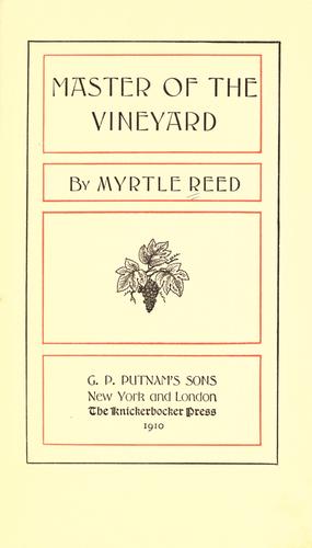 Cover for Master of the vineyard.