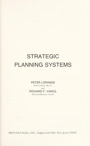 Cover for Strategic planning systems
