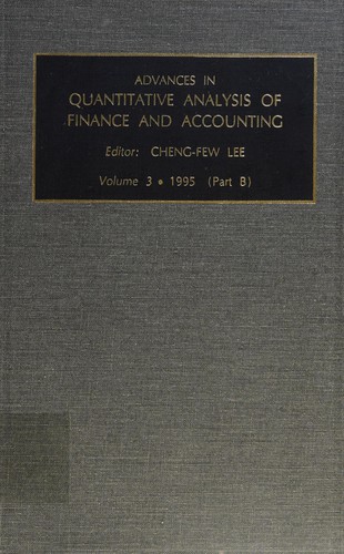 Cover for Advances in Quantitative Analysis of Finance and Accounting