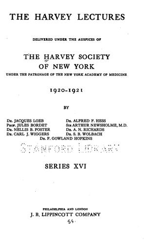 Cover for The Harvey Lectures