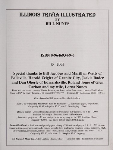 Cover for Illinois Trivia Illustrated