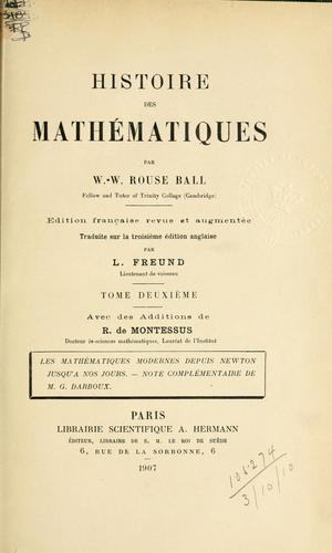 Cover for Histoire des mathématiques.