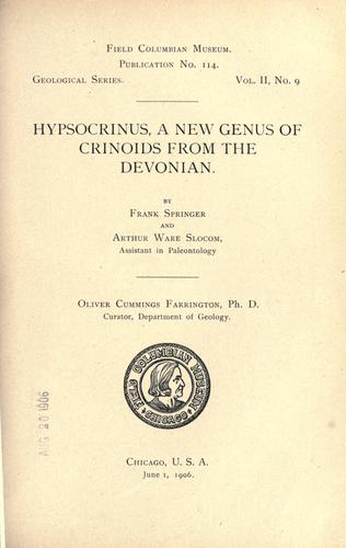 Cover for Hypsocrinus