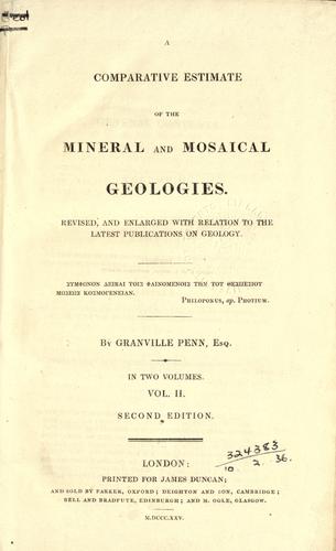 Cover for A comparative estimate of the mineral and Mosaical geologies, revises, and enlarged with relation to the latest publications on geology.