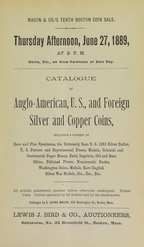 Cover for Catalogue of Anglo-American, U.S., and foreign silver and copper coins ...