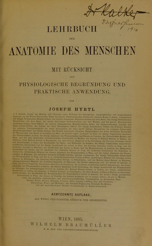 Cover for Lehrbuch der Anatomie des Menschen