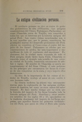 Cover for La antigua civilización peruana